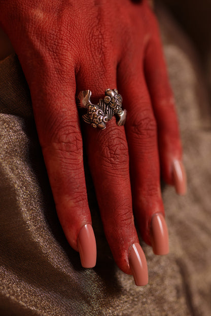 925 Silver Twin Fish Ring