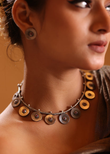 92.5 Silver Disc Necklace Set