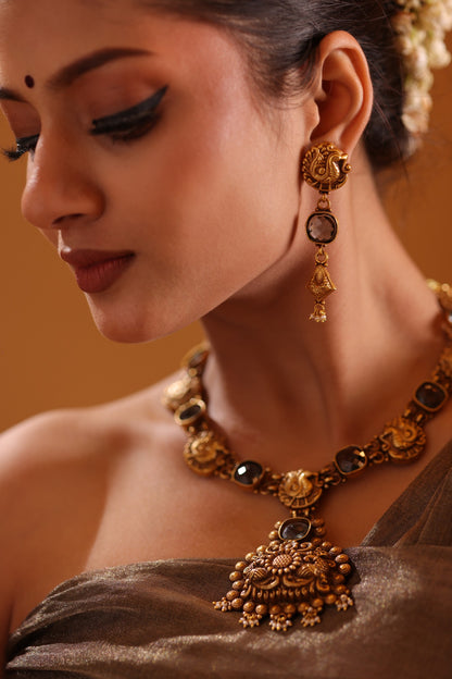 925 Silver Gold-Gilt Peacock  Necklace Set
