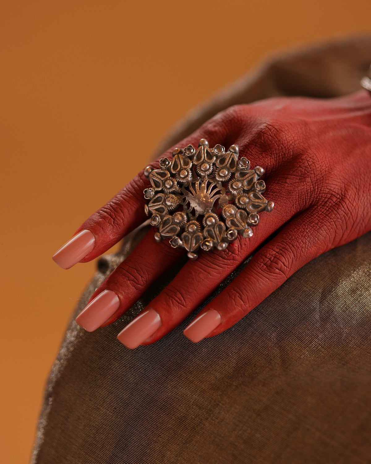 92.5 Silver Peacock Floral Ring