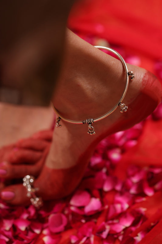925 Silver Ghungroo Rigid Anklet