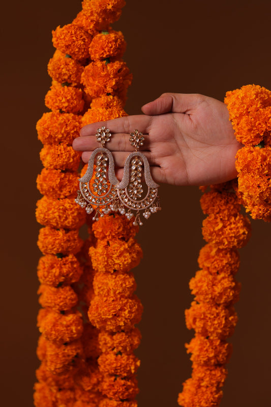 925 Silver Polki  Mughal  Earrings