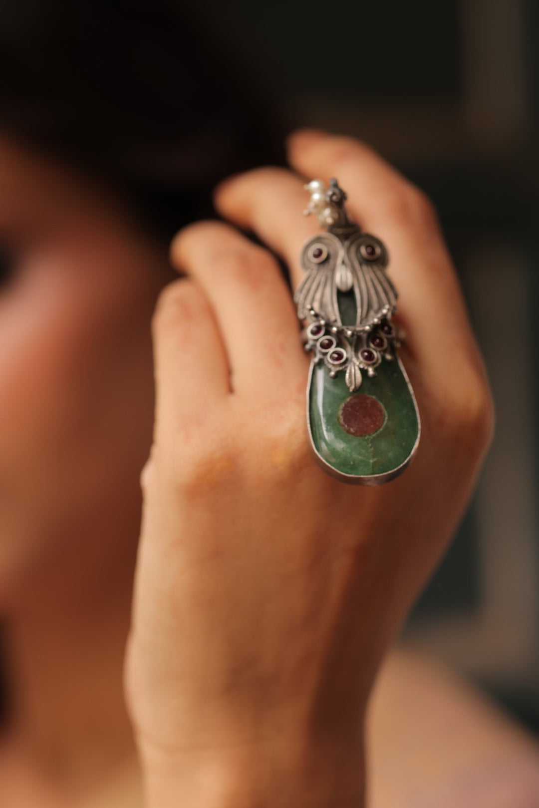 925 Silver Antique Peacock Ring