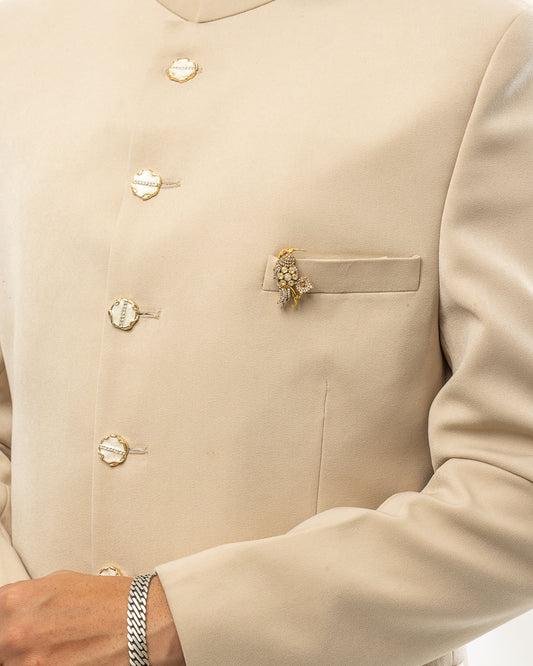 Artisan Gilded Nightingale Brooch