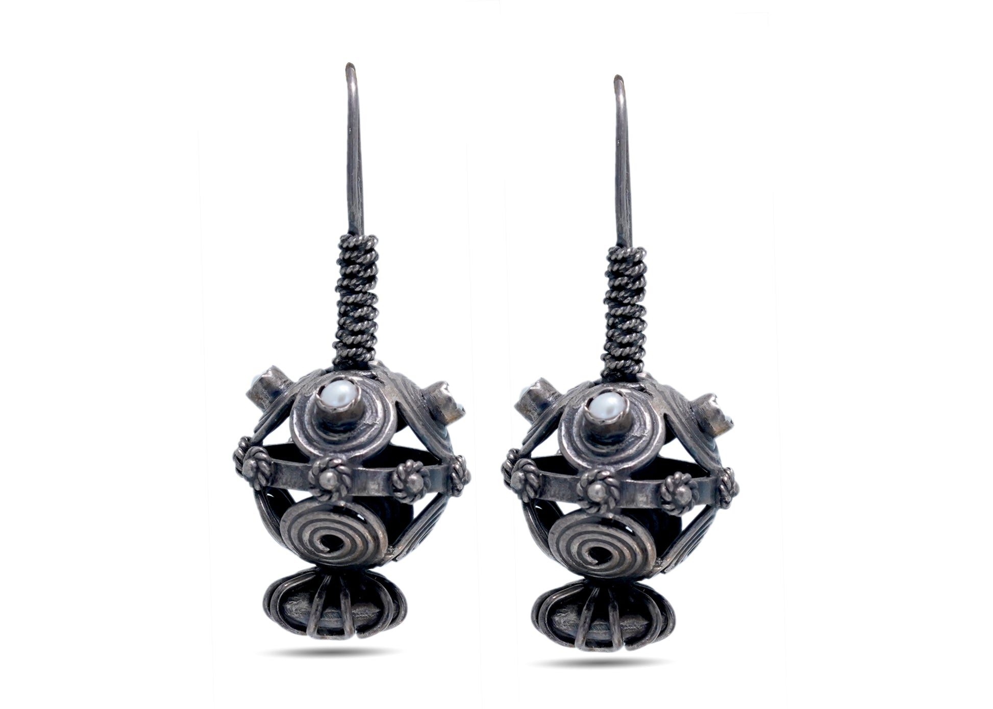 925 Silver Oxidized look Hoop Earring image 0