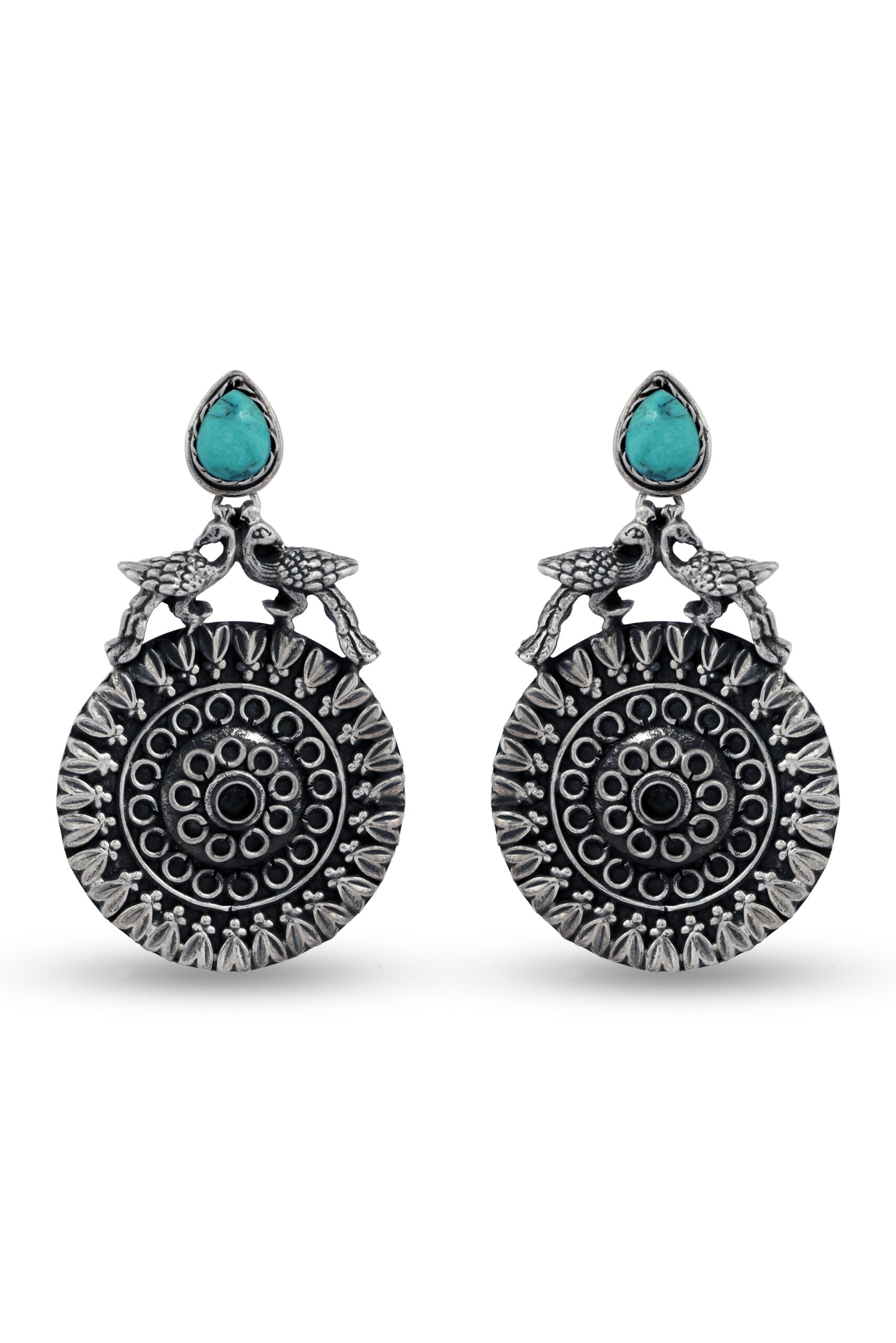 Peacock Design Silver Earring image 0