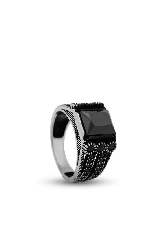 Black Zircon Stone Sterling Silver  925 image 0