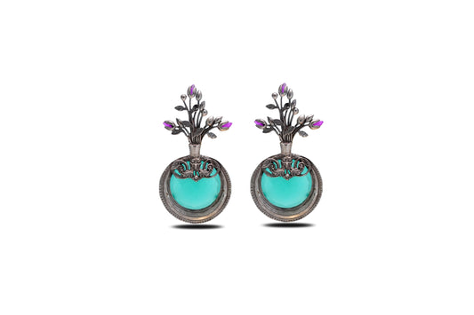 925 Silver Blossoming Turquoise Earrings image 0