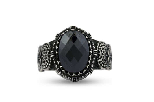 Black Hematite Silver Ring image 0