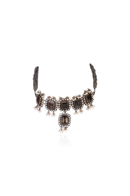 Black Onyx Choker with Pearl Drops