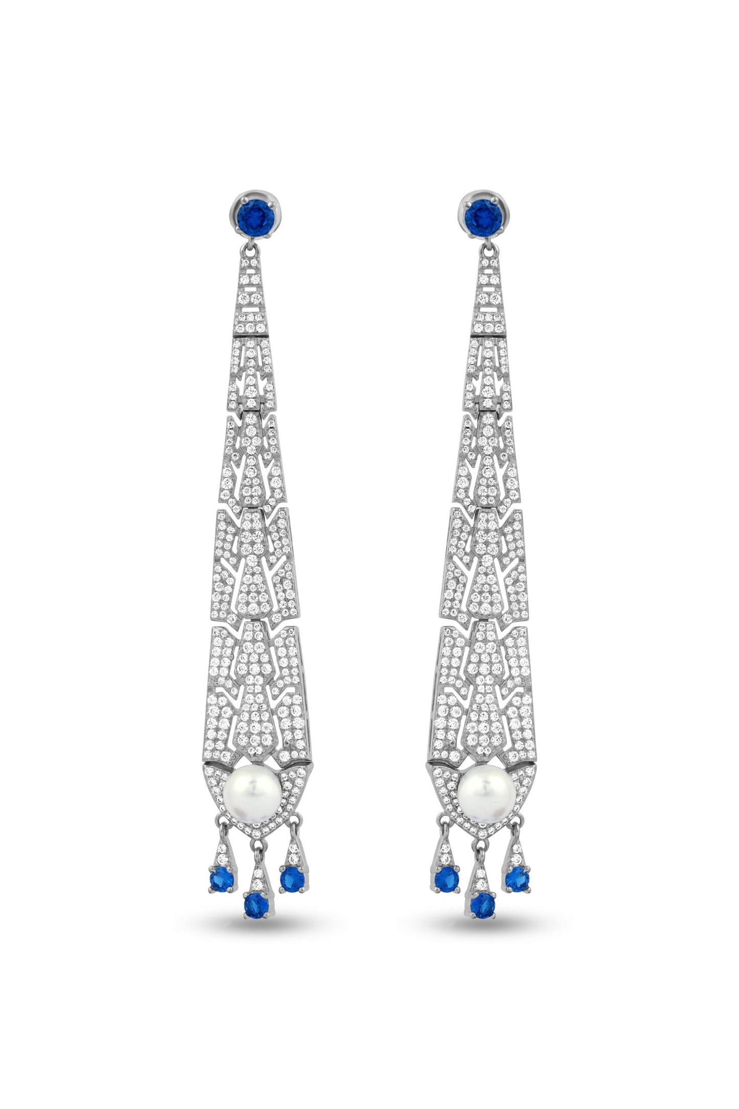 Crystal Blue Stone Long Earrings image 0