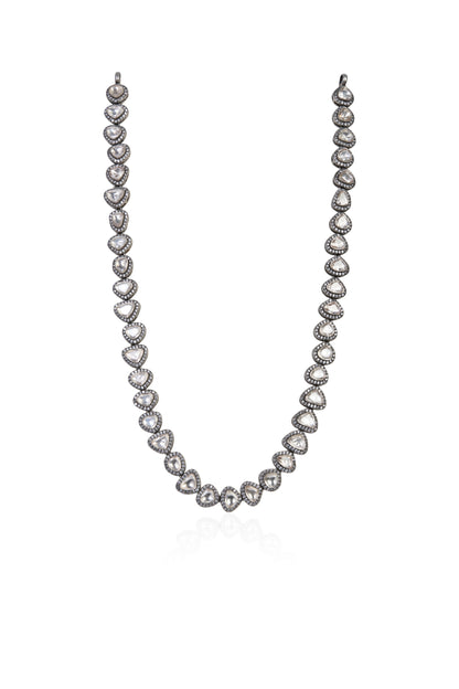 Elegant Heart-Shaped (or Triangular) Polki Stone Necklace