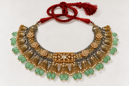 925 Silver Green Bead Necklace