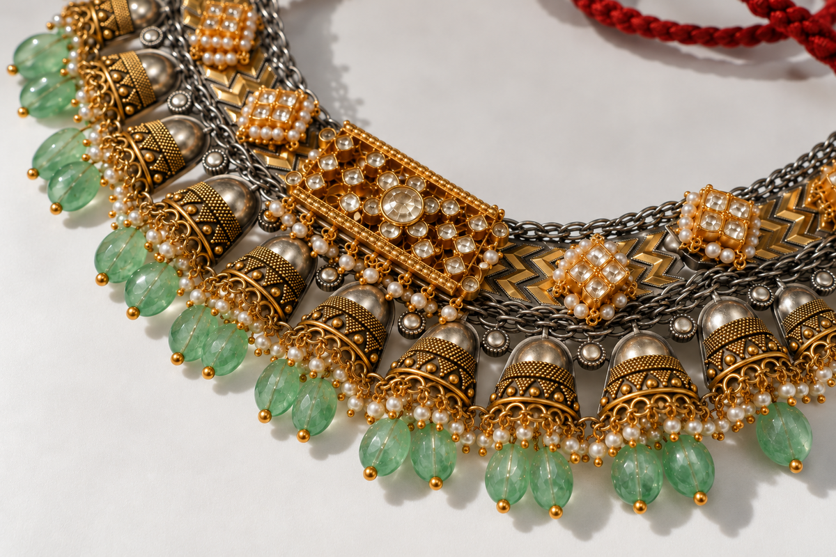 925 Silver Green Bead Necklace