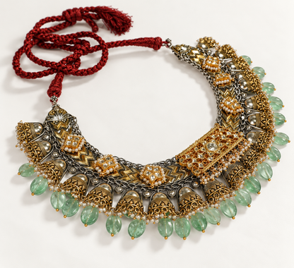 925 Silver Green Bead Necklace