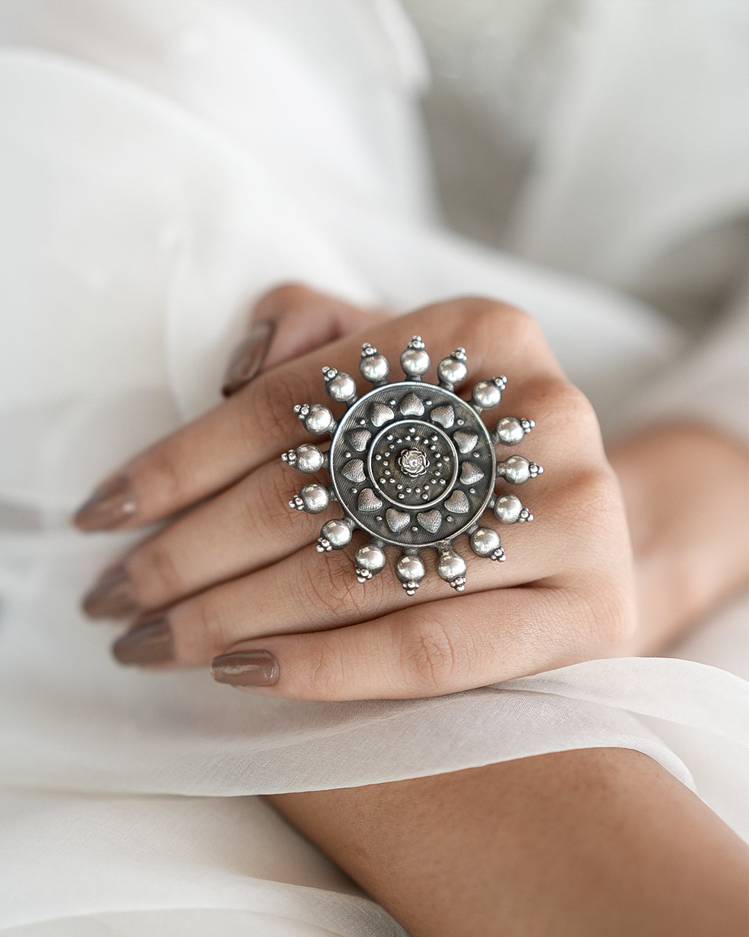 925 silver Sun Mandala Designer Ring