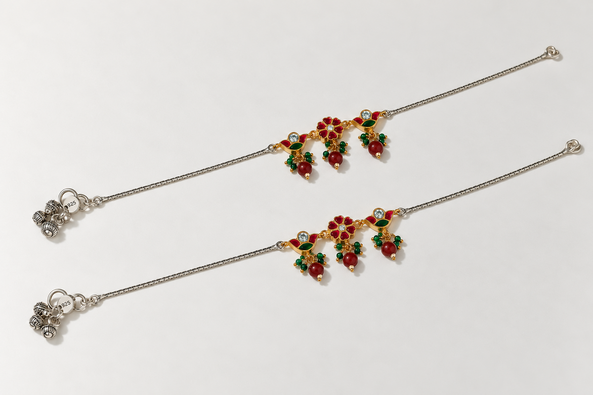 925 Silver Enamelled Anklets