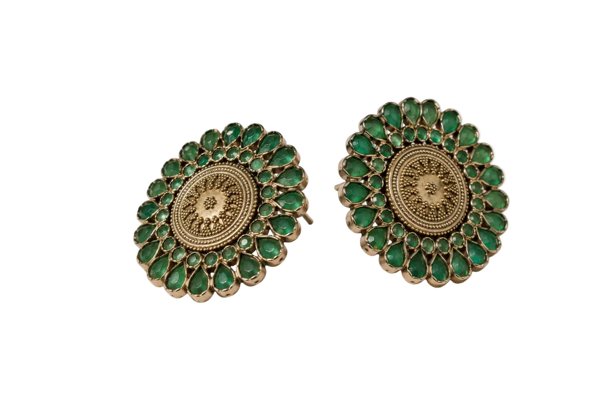 925 Silver Green Stone Studs