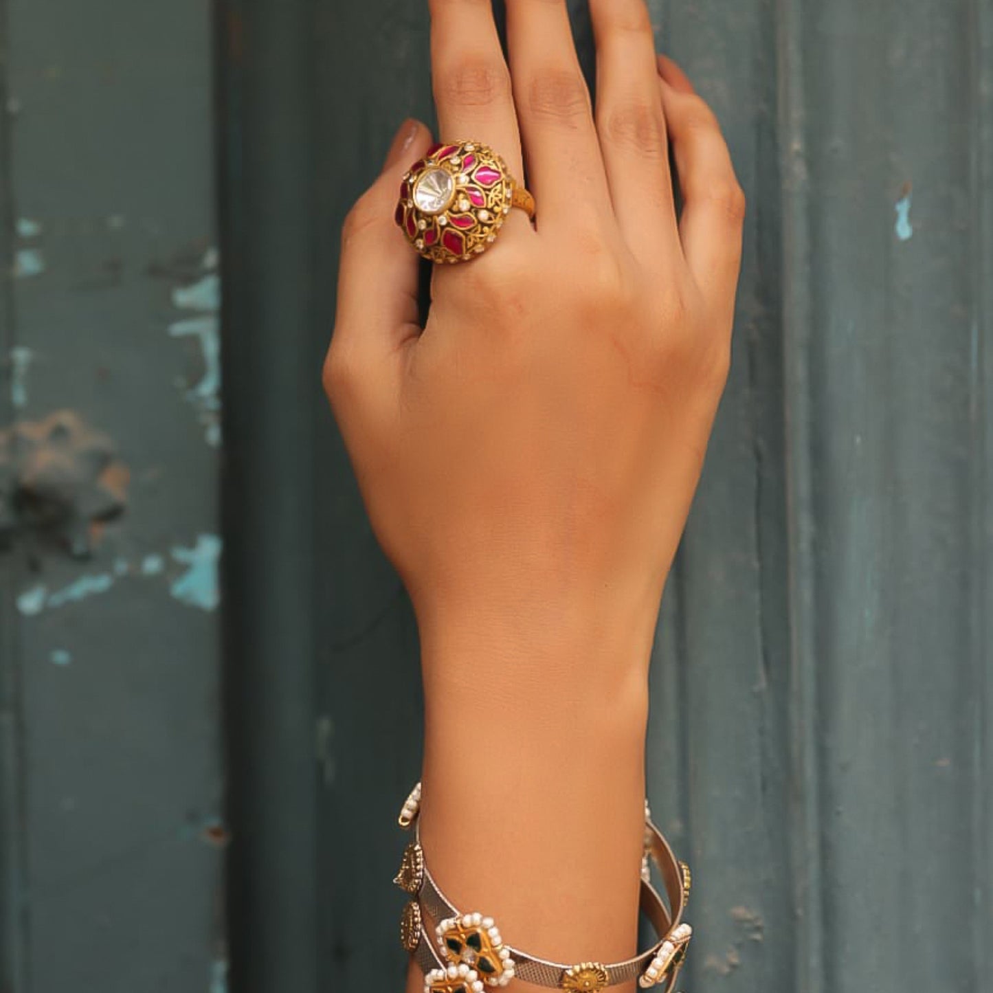 925 Silver Antique Floral Cocktail Ring