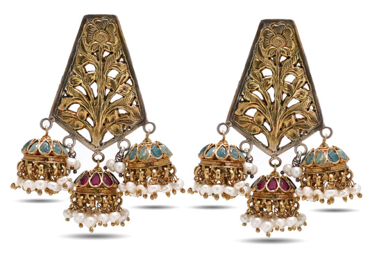 925 Silver Gold Plated Jhumki Earring image 0