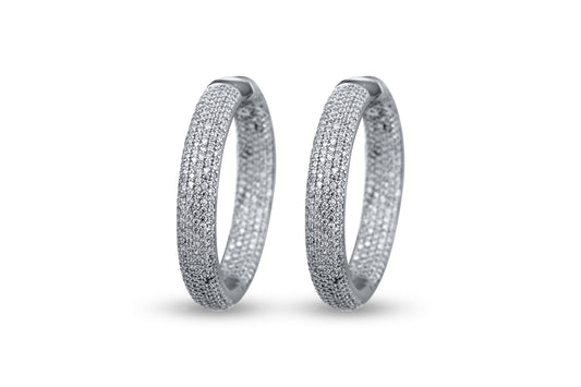 TOUCH925 Sterling Silver Chunky Cubic Zirconia-Studded Hoops image 0