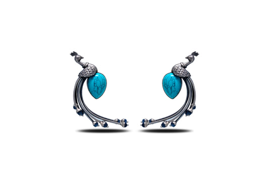 925 Silver Peacock Beauty Studs image 0