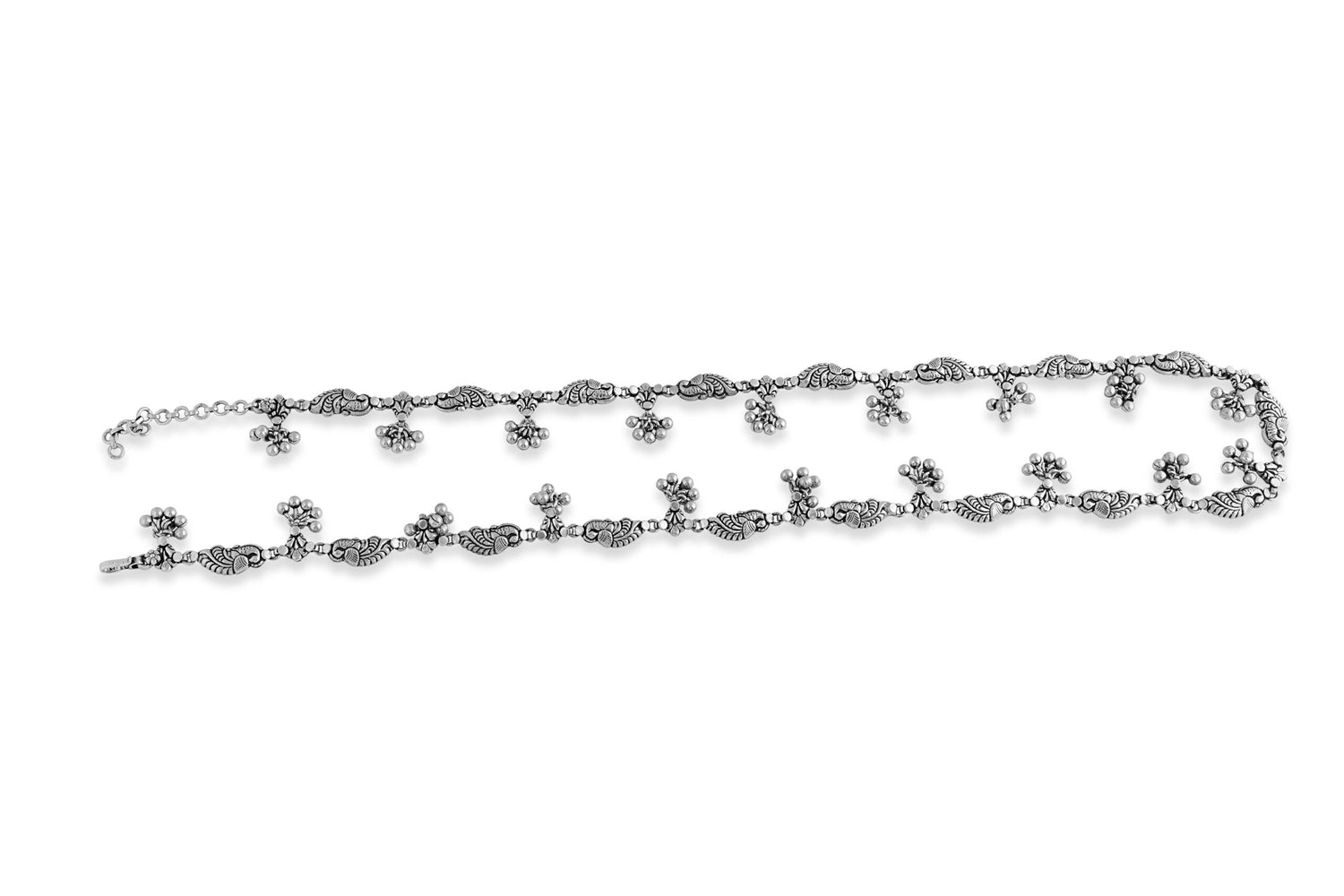 925 Antique Silver Kamarbandh , Peacock Design base image 0