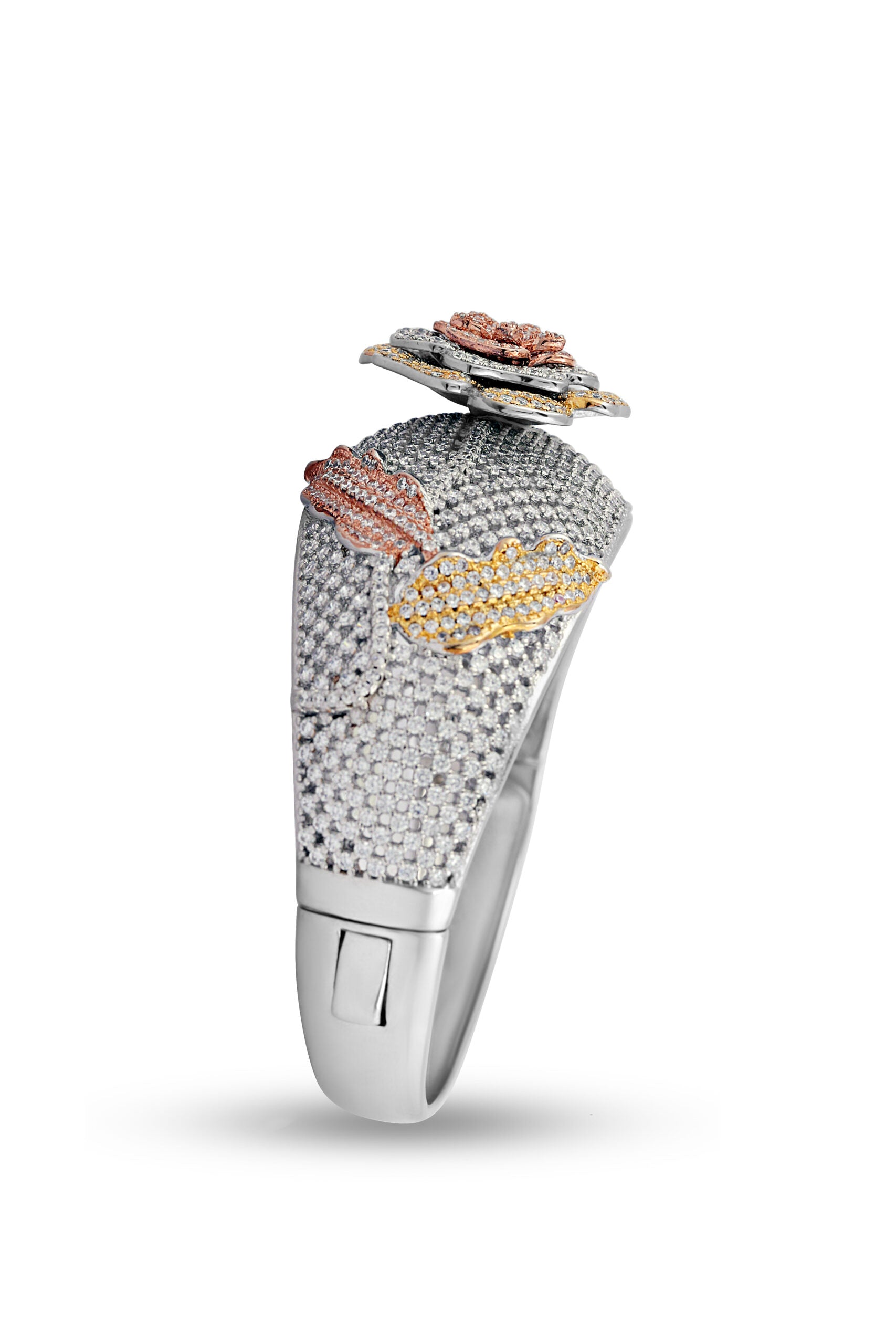 Multi Tone Gold Diamond Flower Bracelet image 2