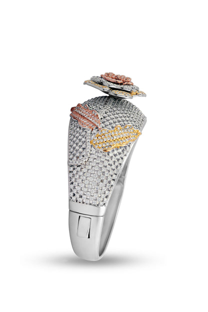 Multi Tone Gold Diamond Flower Bracelet image 2