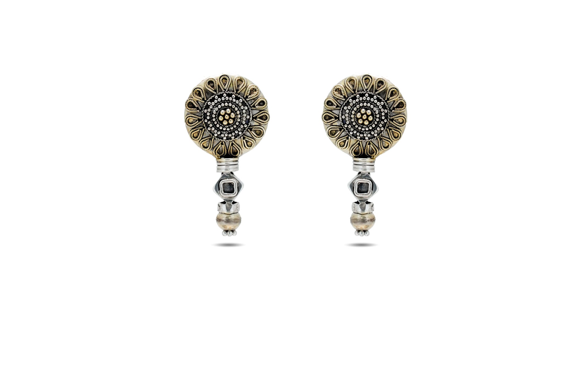 92.5 Silver Antique Earrings With Golden Fusion image 0