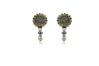 92.5 Silver Antique Earrings With Golden Fusion image 0