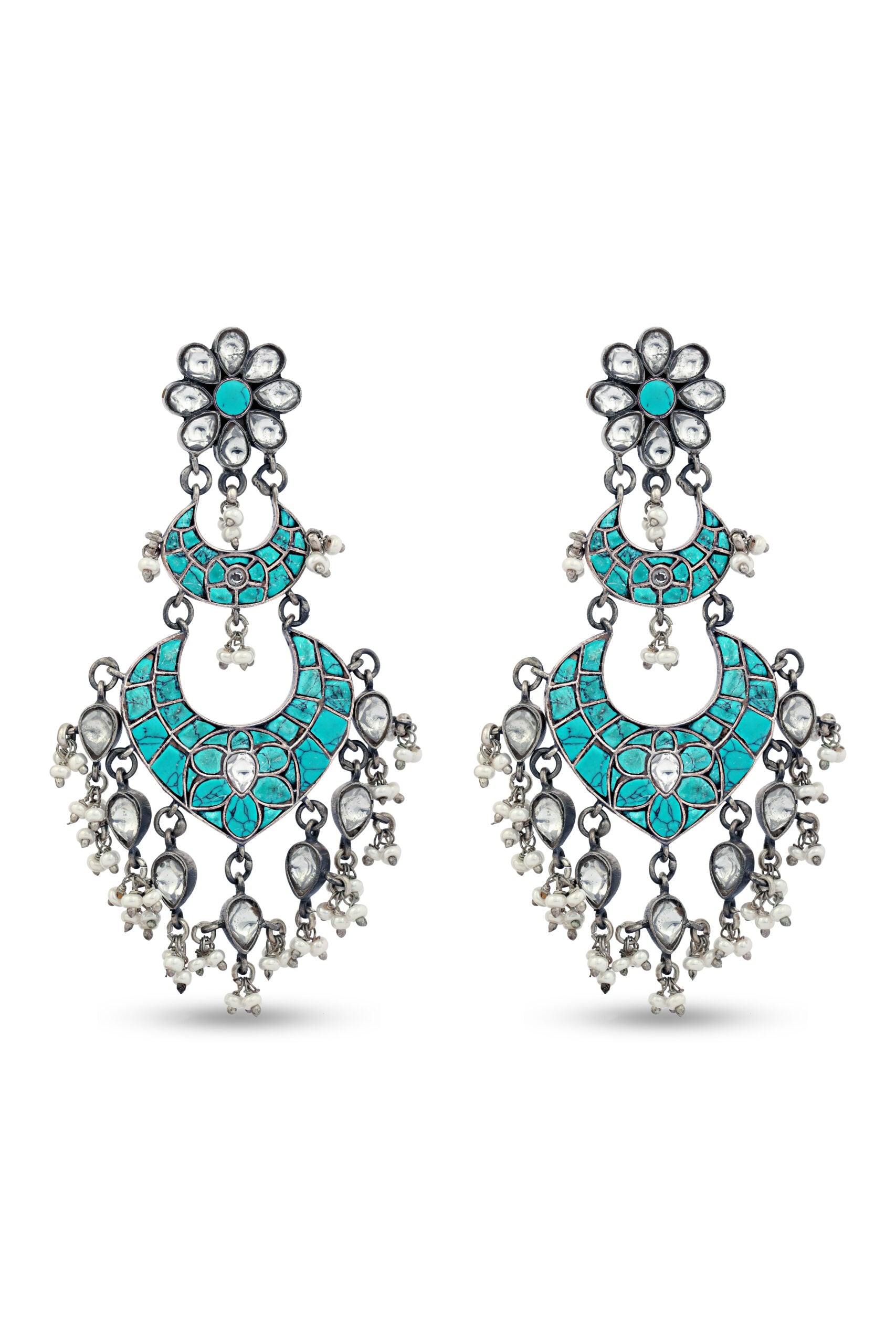 Silver 925 Tibetan Turquoise Earring image 0