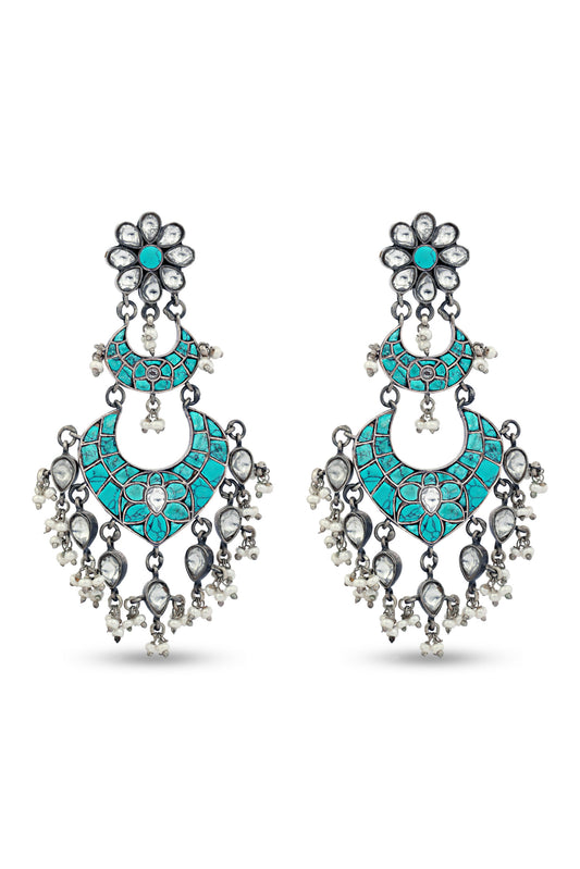 Silver 925 Tibetan Turquoise Earring image 0
