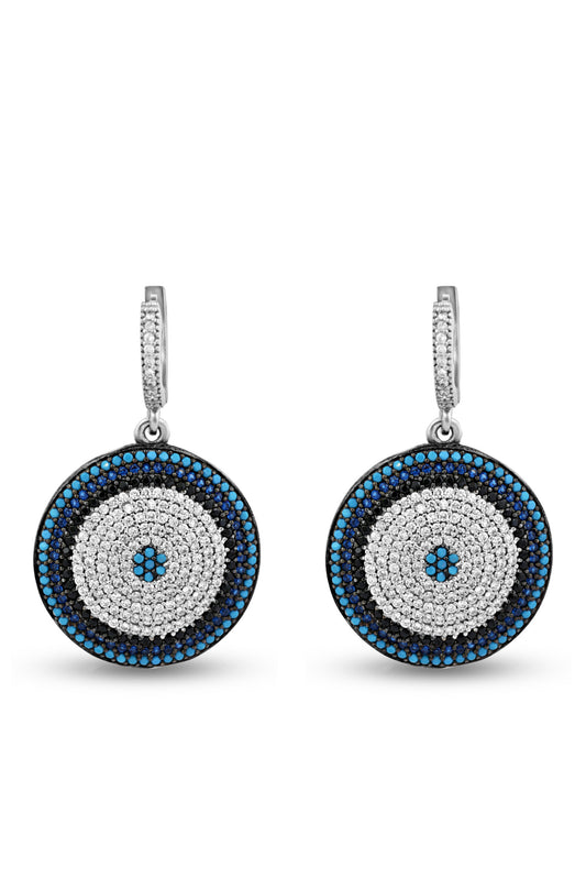 Silver Evil Eye Earrings image 0