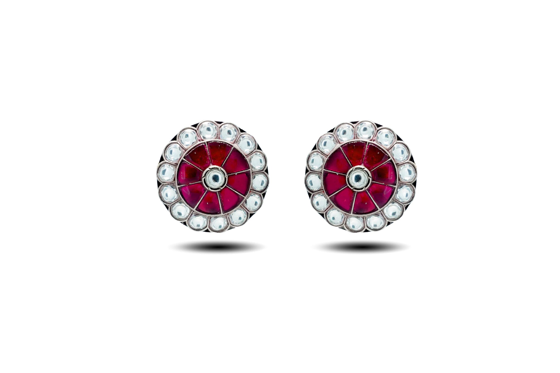 925 Silver jadau kundan Floral Earring image 0