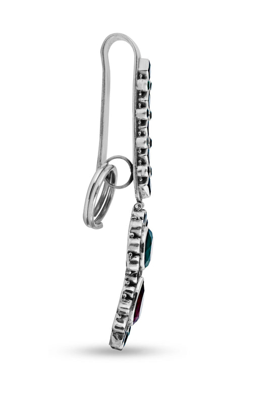 Red & Green Stone Sterling Silver Guccha image 1