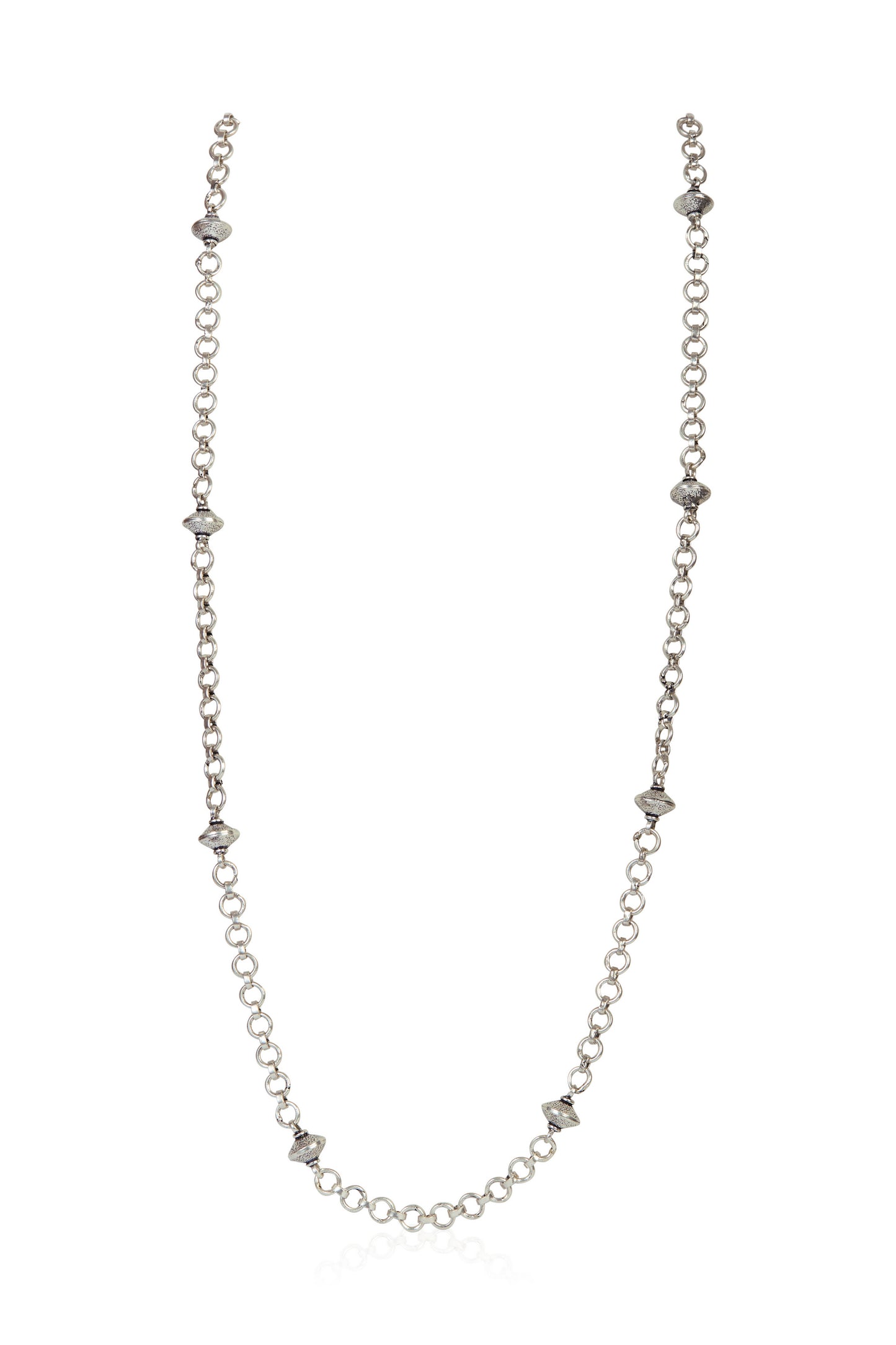 Textured Orb Station Silver Chain