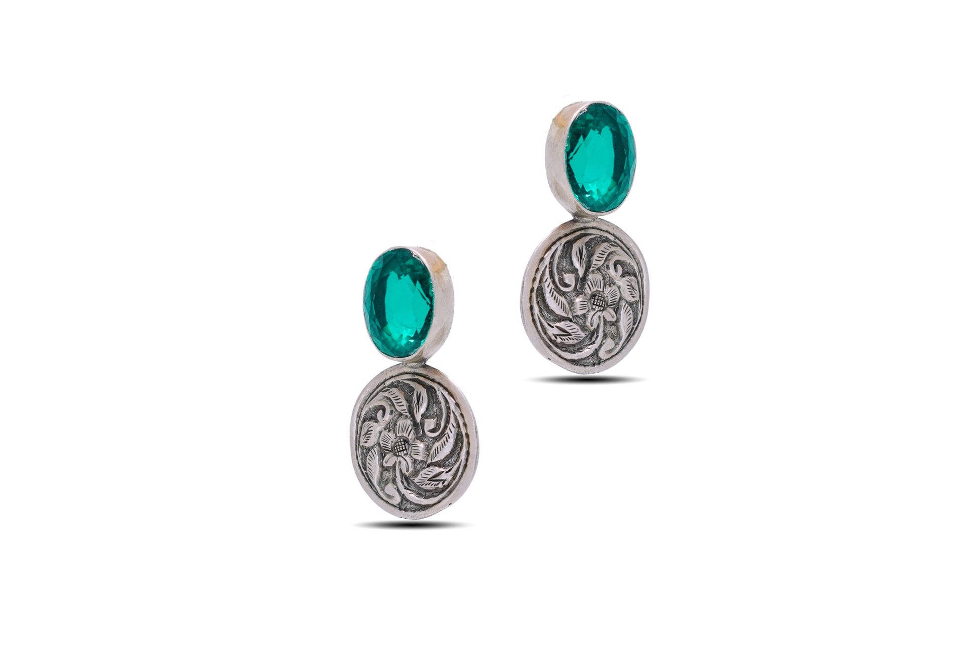 925 Silver Emerald Stud Earring image 2