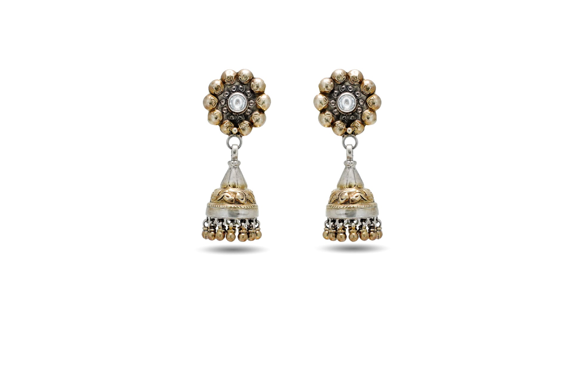 92.5 Silver Earring With Golden Accents image 0