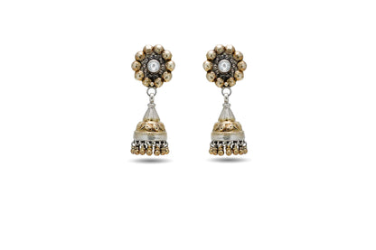 92.5 Silver Earring With Golden Accents image 0