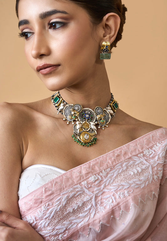 Gold Plated Animal Motif Statement Necklace