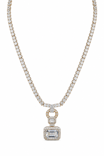 925 Silver Gold-Plated Clear CZ Tennis Necklace