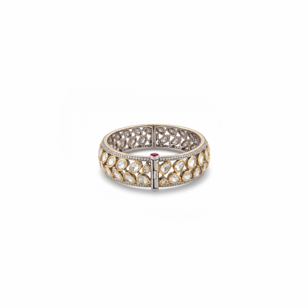 925 Silver Polki Openable Bangle