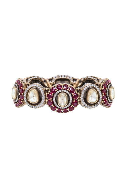 Royal Polki & Ruby Heritage Bracelet