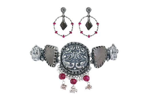 Pink Stone Sterling Silver Set image 0