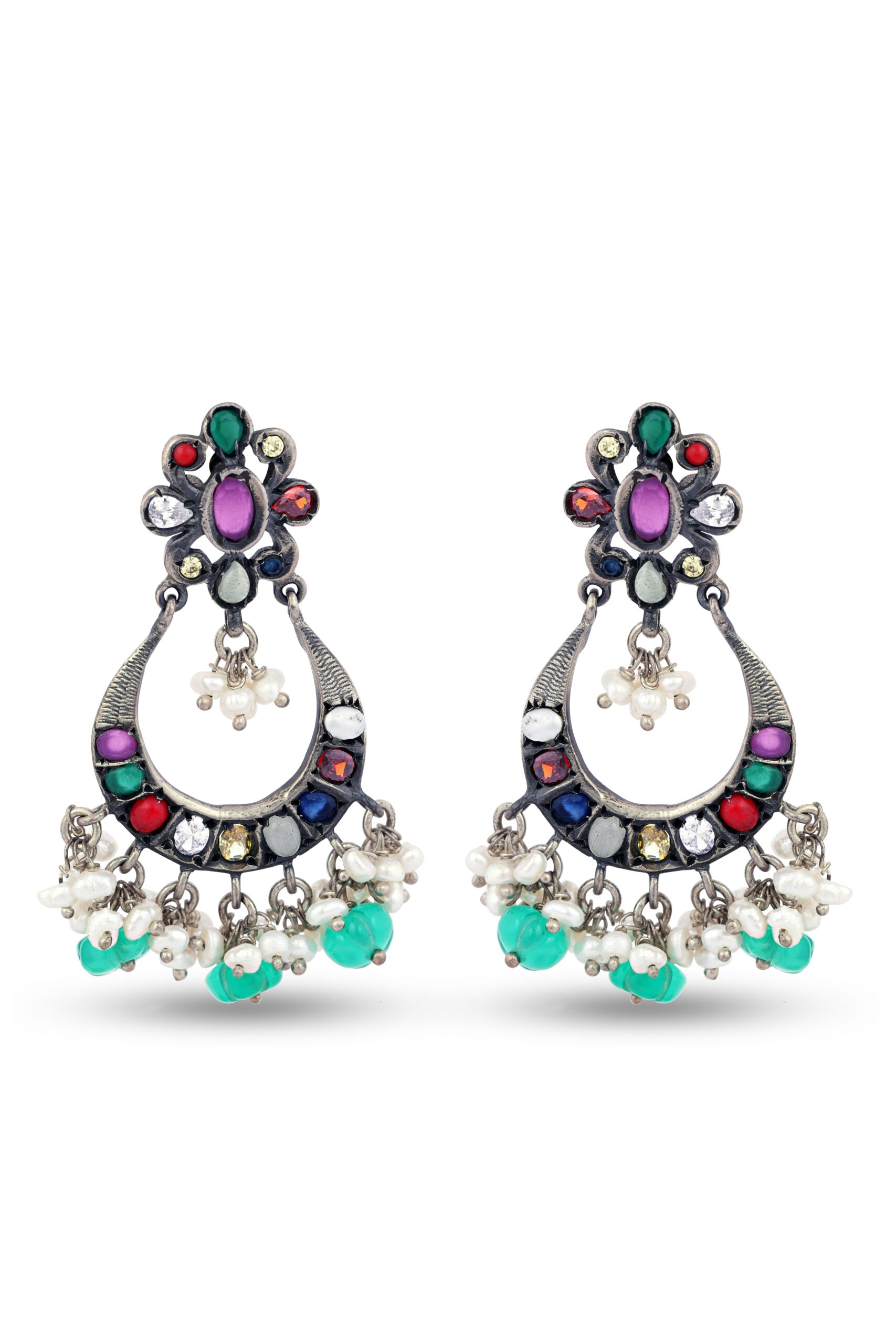 Elegant Multicolor Chandbali Dangle Earrings image 0