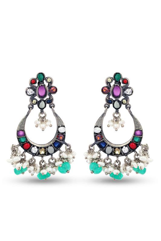 Elegant Multicolor Chandbali Dangle Earrings image 0