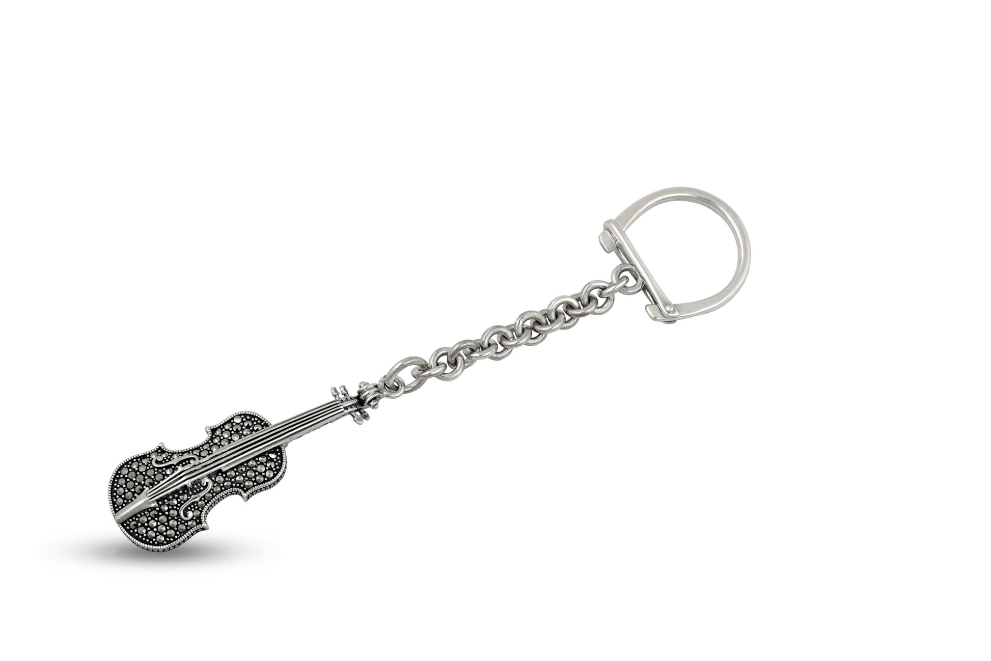 Pure Silver Violin Keychain For Music Lover image 0