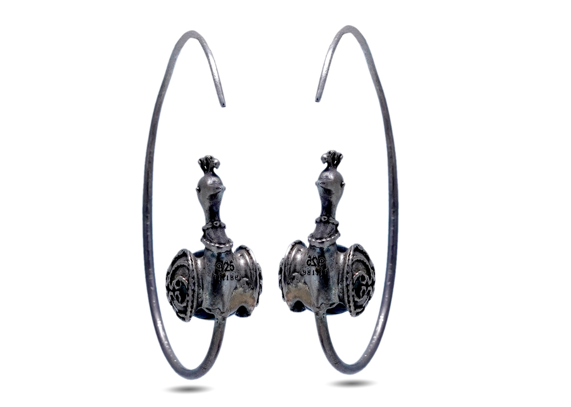 925 Silver Oxidized Look Hoop Earring image 0