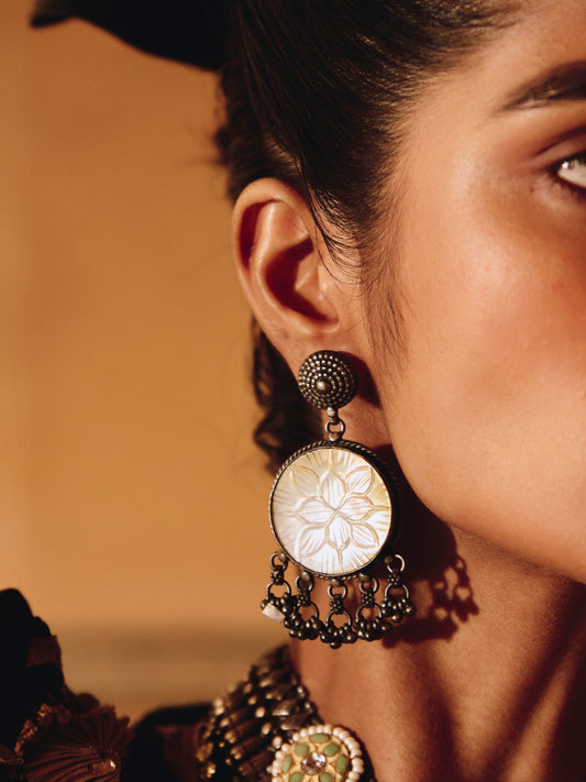 92.5 mother of pearl center medallion earrings